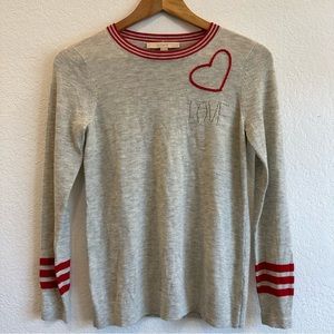 Loft "Love" Heart Grey Crew Neck Sweater Size XS (Petites)